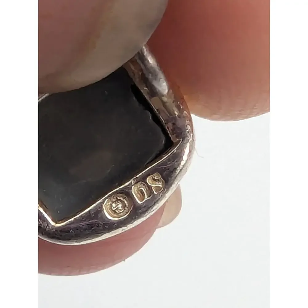Vintage Sterling Silver Abalone Square Shaped Earring & Pendant Set